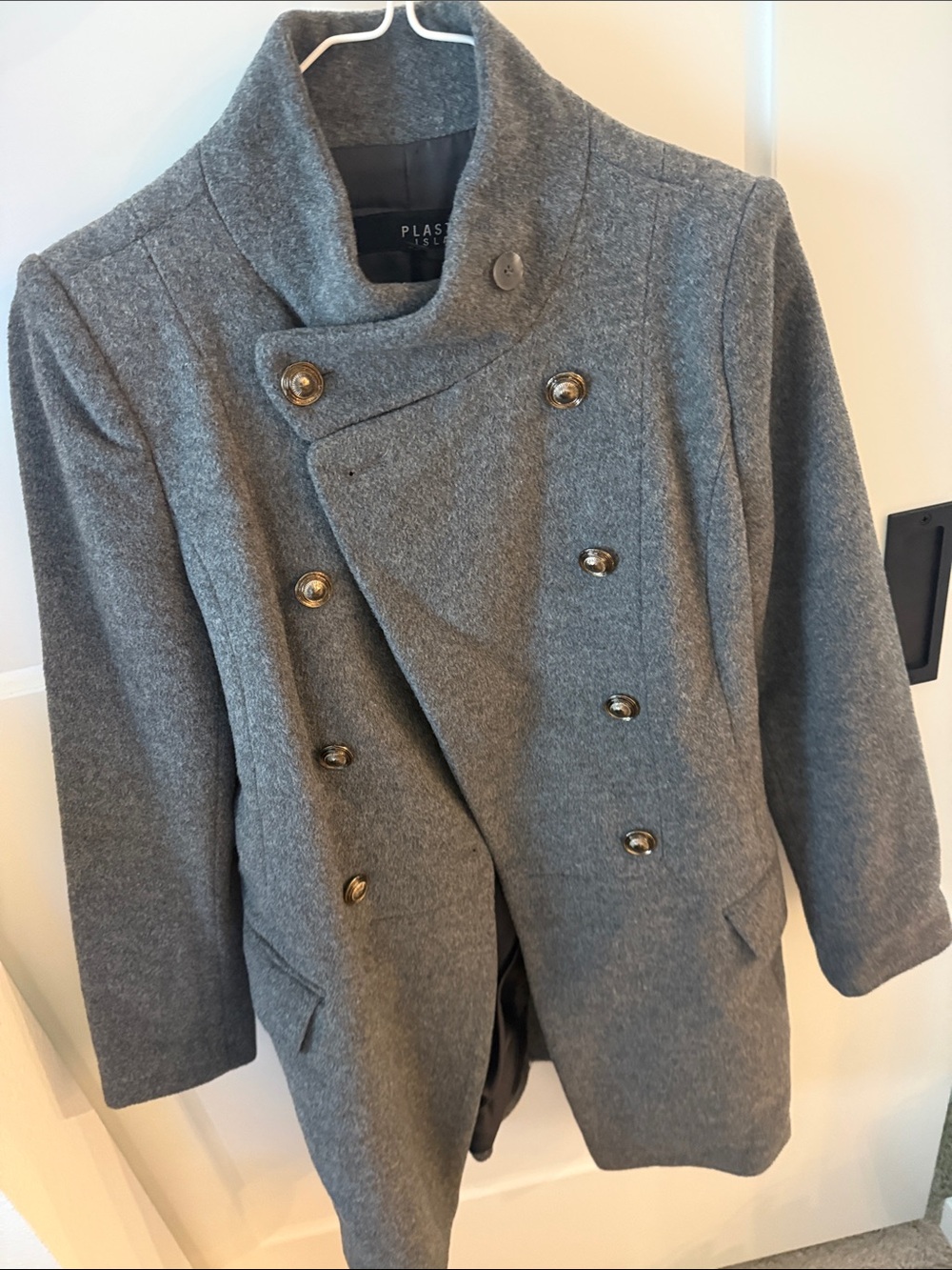 Plastic Island Gray Asymmetrical Double-Breasted Coat